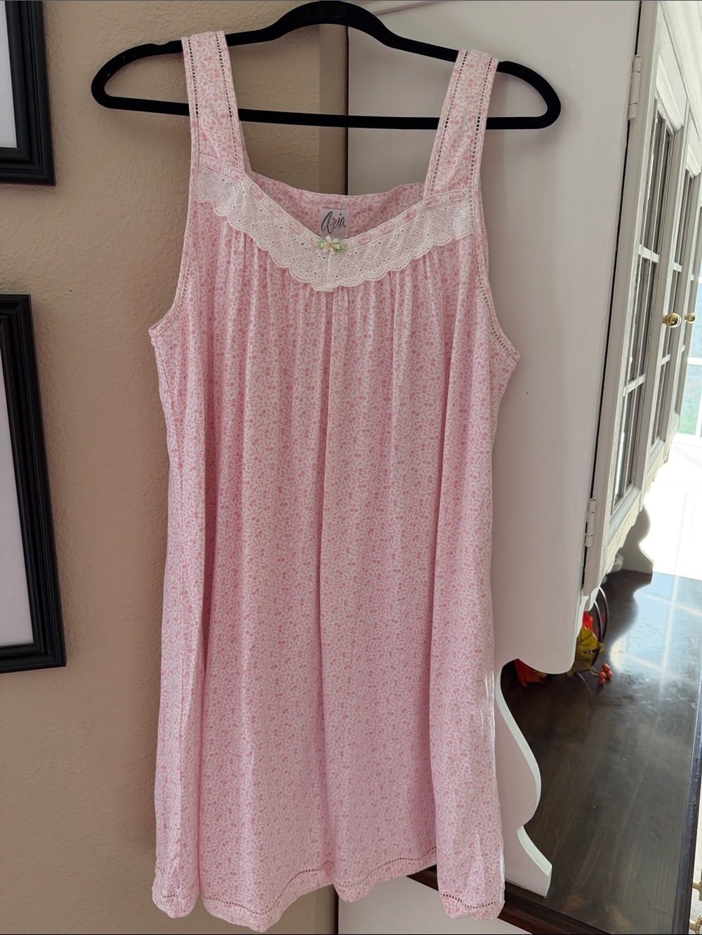 Aria lace trim cotton nightgown